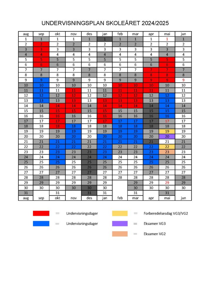 Undervisningsplan skoleåret 2024/2025